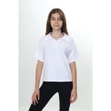 Toontoy Kız Çocuk Okul Polo Yaka Tişört - Beyaz - 8 Yaş