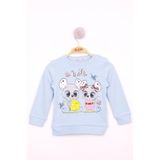 TOONTOY Kız Çocuk Omuzdan Çıtçıtlı Fare Baskılı Sweatshirt, 16106-