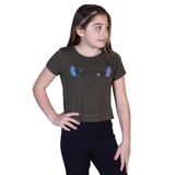 TOONTOY Kız Çocuk Ön Arka TikTok Baskılı Tişört 12-13 Yaş, 12-13 Yaş, 11107-, Haki, Kız çocuk