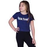 TOONTOY Kız Çocuk Ön Arka TikTok Baskılı Tişört 13-14 Yaş, 13-14 Yaş, 11107-, Lacivert, Kız Çocuklar