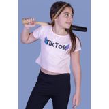 TOONTOY Kız Çocuk Ön Arka TikTok Baskılı Tişört 13-14 Yaş, 13-14 Yaş, 11107-, Pudra, Kız Çocuklar