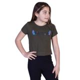 TOONTOY Kız Çocuk Ön Arka TikTok Baskılı Tişört 6-7 Yaş, 6-7 Yaş, 11107-, Haki, Kız çocuk
