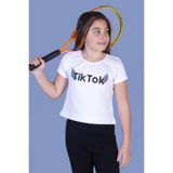 TOONTOY Kız Çocuk Ön Arka TikTok Baskılı Tişört 8-9 Yaş, 8-9 Yaş, 11107-, Beyaz, Kız çocuk