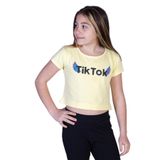 TOONTOY Kız Çocuk Ön Arka TikTok Baskılı Tişört 8-9 Yaş, 8-9 Yaş, 11107-, Sarı, Kız Çocuklar