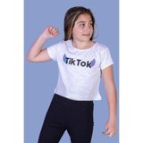 TOONTOY Kız Çocuk Ön Arka TikTok Baskılı Tişört Gri Melanj 13-14 Yaş, 13-14 Yaş, 11107-, Gri Melanj, Kız Çocuklar