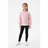 Toontoy Kız Çocuk Önü Baskılı Garni Detaylı Sweatshirt - Pembe - 7 Yaş