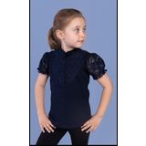 Toontoy Kız Çocuk Önü Dantelli Düğmeli Okul Tişört