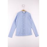 Toontoy Kız Çocuk Önü Dantelli Okul T-Shirt - 12 Yaş - Mavi