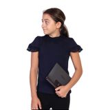 Toontoy Kız Çocuk Önü Dantelli Okul Tişört 11315 Lacivert 12-13 YAŞ