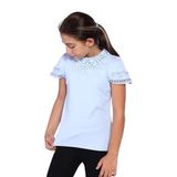 Toontoy Kız Çocuk Önü Dantelli Okul Tişört 11315 Mavi 13-14 YAŞ