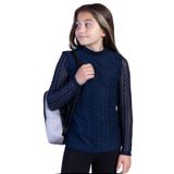 Toontoy Kız Çocuk Önü Dantelli Okul Tişört 16676 Lacivert 13-14 YAŞ
