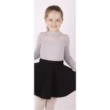 Toontoy Kız Çocuk Önü Dantelli Okul Tişört - Gri - 8 Yaş