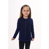 Toontoy Kız Çocuk Önü Dantelli Okul Tişört Lacivert 6 YAŞ