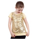 TOONTOY Kız Çocuk Önü Komple Pullu Tişört 8 Yaş, 8 Yaş, 10492-1, Sarı, Kız çocuk