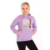 TOONTOY Kız Çocuk Ördek Baskılı Kapüşonlu Sweatshirt, 12 Yaş, 22437, Lila, kız-çocuk