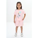 Toontoy Kız Çocuk Ördek Baskılı Şortlu Takım Pudra 2 YAŞ