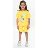 Toontoy Kız Çocuk Ördek Baskılı Şortlu Takım