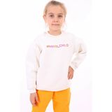 Toontoy Kız Çocuk Oversize Bisiklet Yaka Büzgülü Balon Kollu Baskılı Sweatshirt - 3 Iplik Şardonlu - Ekru - 4