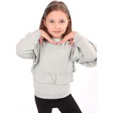 Toontoy Kız Çocuk Oversize Bisiklet Yaka Düşük Omuz Asimetrik Sweatshirt - Fırfır Detaylı & 2 Iplik - Gri - 7