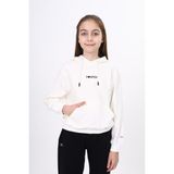 Toontoy Kız Çocuk Oversize Kapüşonlu Cepli Düşük Omuz Baskılı Sweatshirt - 2 Iplik - Ekru - 8 - 9 Yaş
