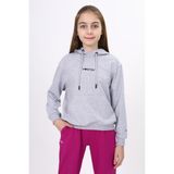 Toontoy Kız Çocuk Oversize Kapüşonlu Cepli Düşük Omuz Baskılı Sweatshirt - 2 Iplik - Gri - 8 - 9 Yaş