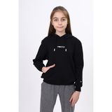 Toontoy Kız Çocuk Oversize Kapüşonlu Cepli Düşük Omuz Baskılı Sweatshirt - 2 Iplik - Siyah - 13 - 14 Yaş