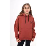 Toontoy Kız Çocuk Oversize Kapüşonlu Cepli Düşük Omuz Baskılı Yırtmaçlı Sweatshirt - 3 Iplik Şardonlu - Kiremit - 10 - 11 Yaş