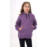 Toontoy Kız Çocuk Oversize Kapüşonlu Cepli Düşük Omuz Baskılı Yırtmaçlı Sweatshirt - 3 Iplik Şardonlu - Mor - 8 - 9 Yaş