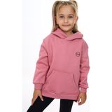 Toontoy Kız Çocuk Oversize Kapüşonlu Cepli Nakış Baskılı Yırtmaçlı Sweatshirt - 3 Iplik Şardonlu - Gül Kurusu - 6