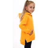 Toontoy Kız Çocuk Oversize Kapüşonlu Cepli Nakış Baskılı Yırtmaçlı Sweatshirt - 3 Iplik Şardonlu - Hardal