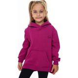 Toontoy Kız Çocuk Oversize Kapüşonlu Cepli Nakış Baskılı Yırtmaçlı Sweatshirt - 3 Iplik Şardonlu - Mürdüm - 4