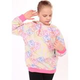 Toontoy Kız Çocuk Oversize Kapüşonlu Düşük Omuz Baskılı Sweatshirt - 2 Iplik - Açık Lila - 10 - 11 Yaş