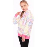 Toontoy Kız Çocuk Oversize Kapüşonlu Düşük Omuz Baskılı Sweatshirt - 2 Iplik - Beyaz - 6 - 8 Yaş