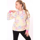 Toontoy Kız Çocuk Oversize Kapüşonlu Düşük Omuz Baskılı Sweatshirt - 2 Iplik - Pudra - 12 - 13 Yaş
