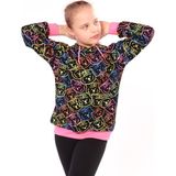 Toontoy Kız Çocuk Oversize Kapüşonlu Düşük Omuz Baskılı Sweatshirt - 2 Iplik - Siyah - 10 - 11 Yaş