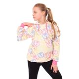 Toontoy Kız Çocuk Oversize Kapüşonlu Düşük Omuz Baskılı Sweatshirt - 2 İplik