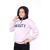 Toontoy Kız Çocuk Oversize Kapüşonlu Fermuarlı Düşük Omuz Baskılı Lastikli Sweatshirt - 3 Iplik Şardonlu - Açık Lila - 8 - 9 Yaş