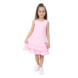 Toontoy Kız Çocuk Palmiye Baskılı Fırfırlı Elbise Açık Pembe 2 YAŞ