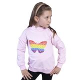 Toontoy Kız Çocuk Pamuklu Balıkçı Yaka Popıt Desenli Sweatshirt Açık Pembe 4 YAŞ