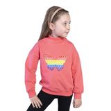 Toontoy Kız Çocuk Pamuklu Balıkçı Yaka Popıt Desenli Sweatshirt Nar Çiçeği 4 YAŞ