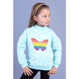 Toontoy Kız Çocuk Pamuklu Balıkçı Yaka Popıt Desenli Sweatshirt