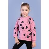Toontoy Kız Çocuk Panda Baskılı Sweatshirt Gül Kurusu 3 YAŞ