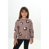Toontoy Kız Çocuk Pano Baskılı Sweatshirt - Acı Kahve - 5 Yaş