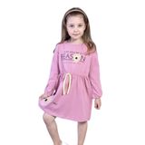 Toontoy Kız Çocuk Papatya Baskılı Elbise Gül Kurusu 3 YAŞ