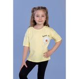 Toontoy Kız Çocuk Papatya Desenli Sweet Girls Baskılı Tişört - 5 Yaş - Sarı