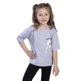 Toontoy Kız Çocuk Papatya Desenli Sweet Girls Baskılı Tişört - 8 Yaş - Gri Melanj