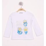Toontoy Kız Çocuk Papatya Vazo Baskılı T-Shirt Beyaz 4 YAŞ