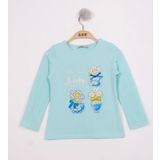 Toontoy Kız Çocuk Papatya Vazo Baskılı T-Shirt Su Yeşili 2 YAŞ