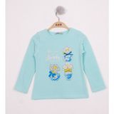 Toontoy Kız Çocuk Papatya Vazo Baskılı T-Shirt Su Yeşili 3 YAŞ