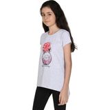 Toontoy Kız Çocuk Parfüm Nakışlı T-Shirt - 6 Yaş - Gri Melanj